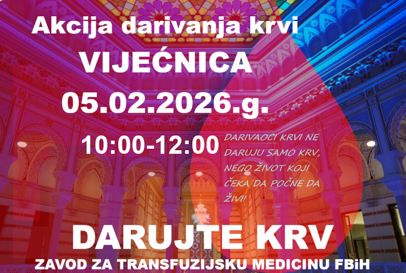 Akcija darivanja krvi Vijećnica 05.02.2026.g.